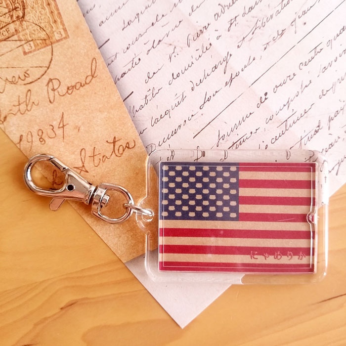 アメリカ×猫キーホルダー にゃんこっきKHその8