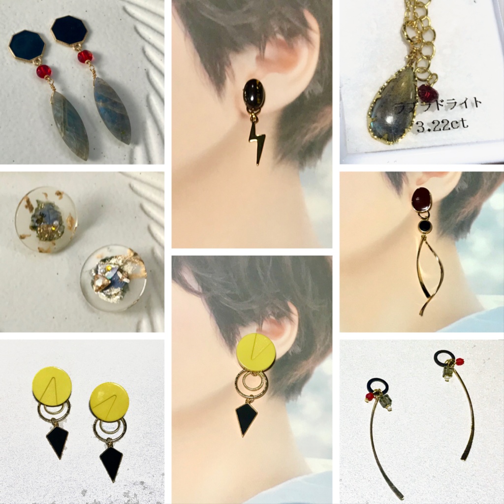 赤弓・影弓・黒弓イメージ　天然石耳飾り