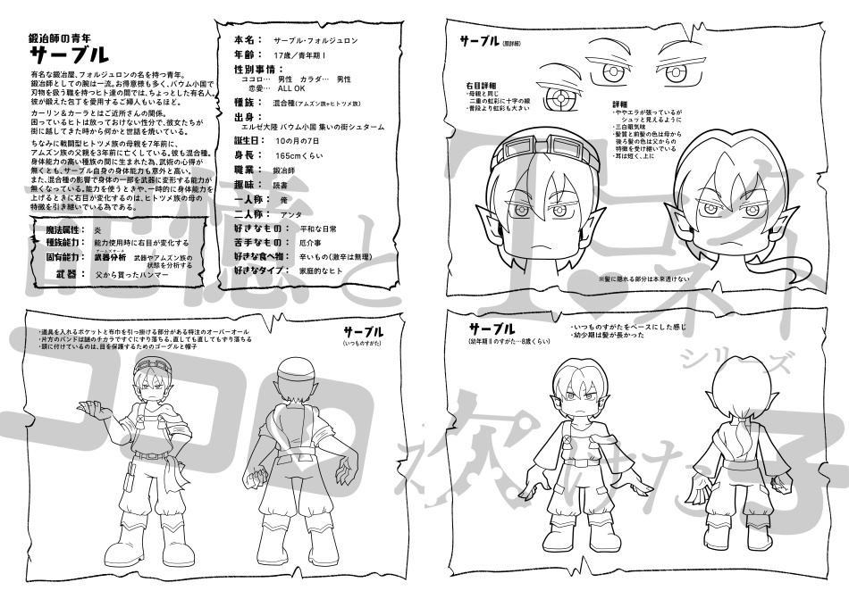 記憶とココロが欠けた子 1章 キャラクターブック