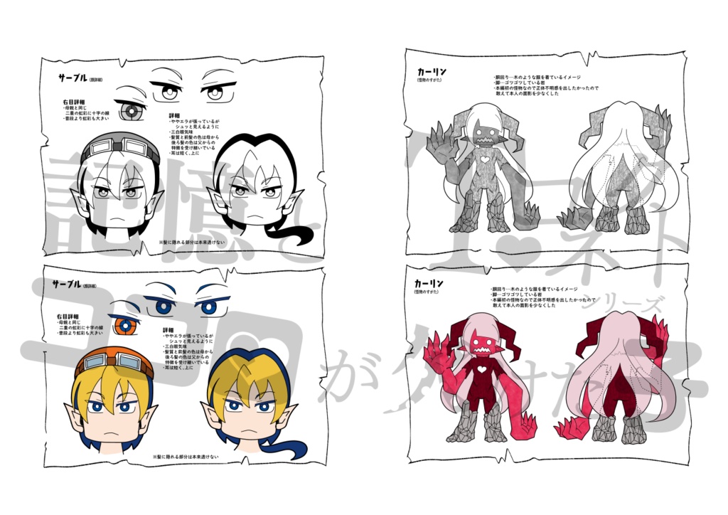 記憶とココロが欠けた子 1章 キャラクターブック