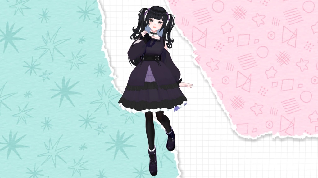 【限定1点】黒髪黒目ゴシック×地雷ミックス少女【販売終了】