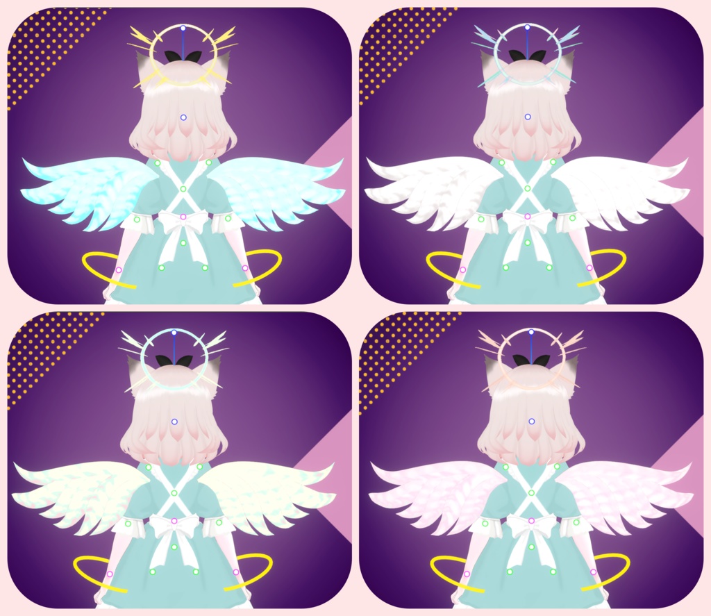 【無料 / Free】サイバー天使の羽+光冠 (VRoid用)