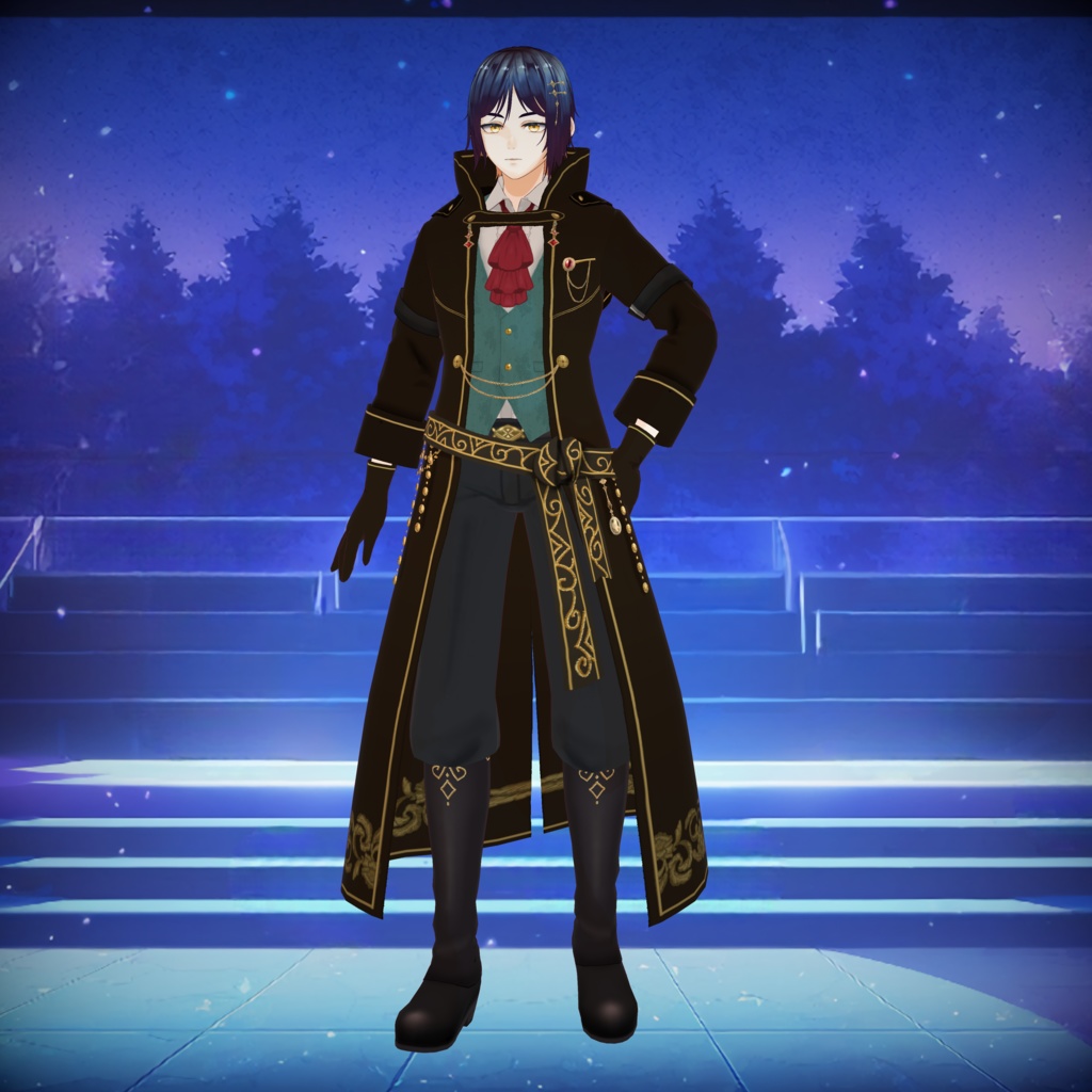 【限定1点】ヴィクトリアン風ロングコートの藍髪青年【販売終了】