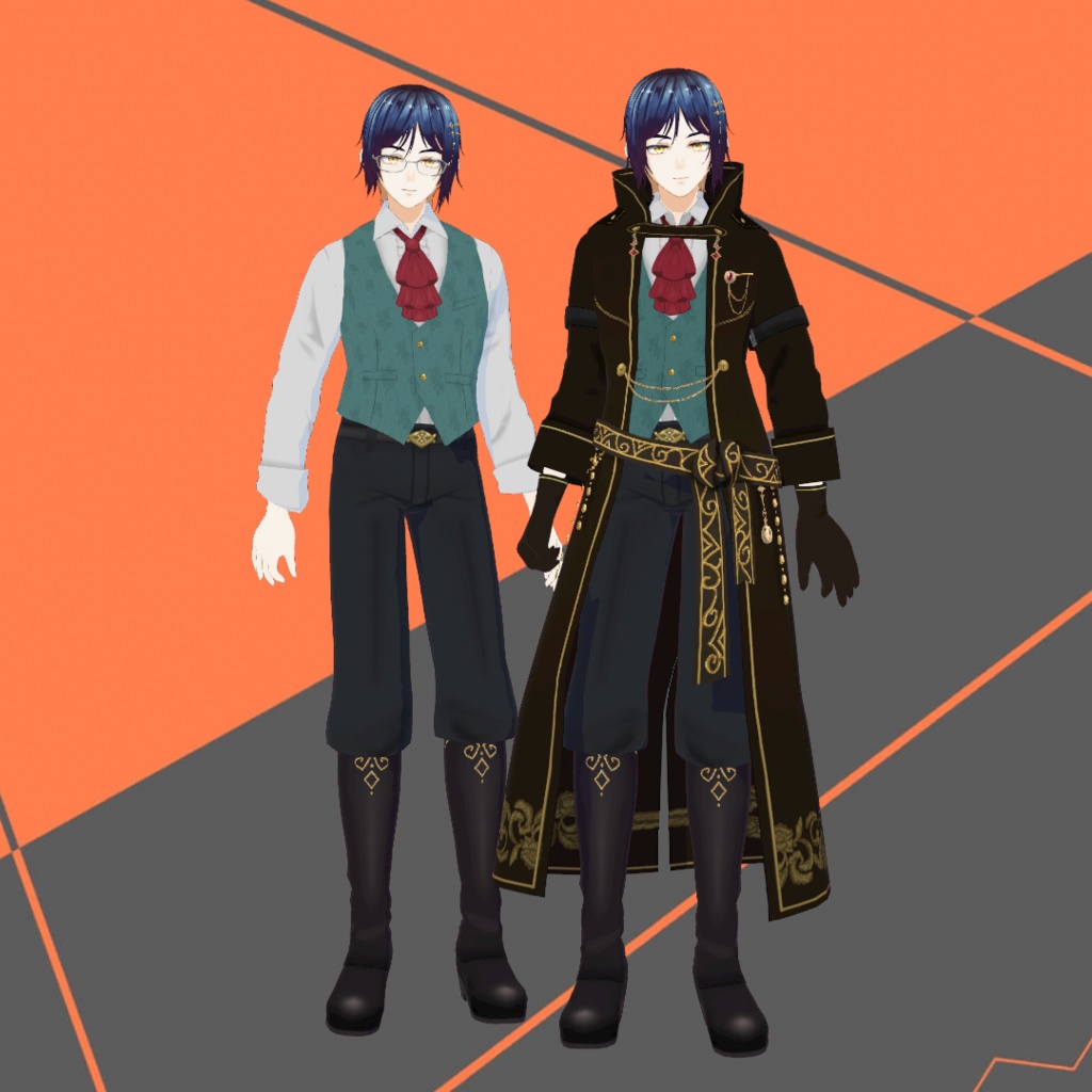 【限定1点】ヴィクトリアン風ロングコートの藍髪青年【販売終了】