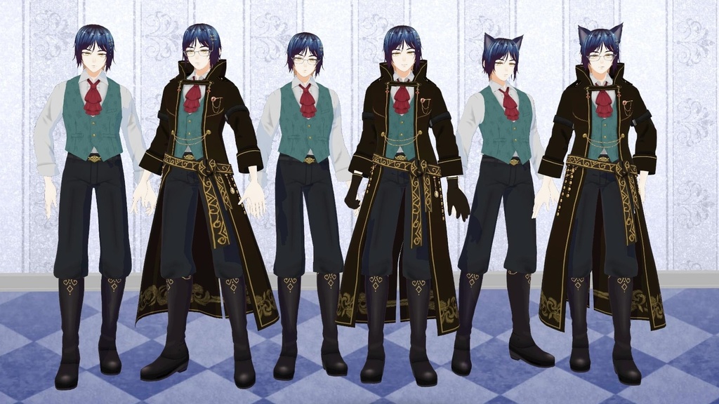 【限定1点】ヴィクトリアン風ロングコートの藍髪青年【販売終了】