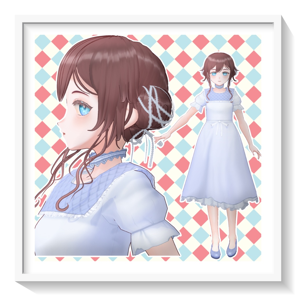 【限定1点】【3D model adopt】レースおだんごヘアの少女【販売終了】