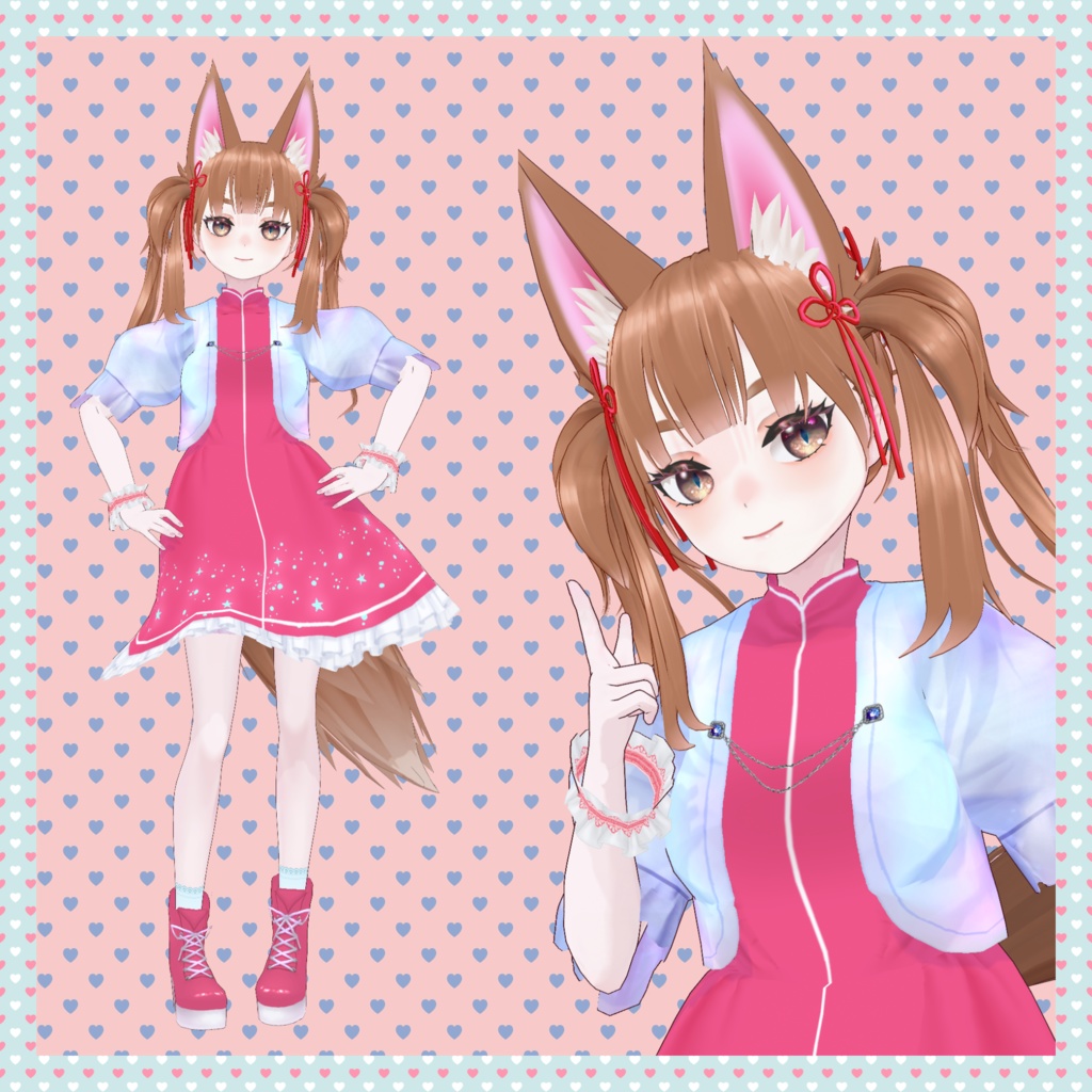 【限定1点】【3D model adopt & copyright transfer】きつねみみツインテ娘【販売終了】