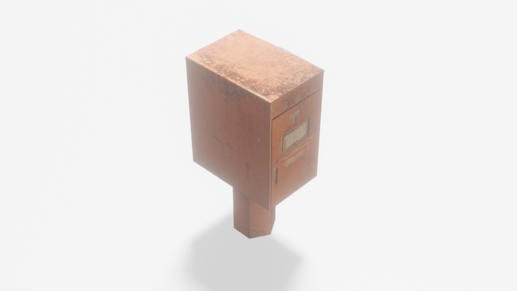 レトロな味がある郵便ポスト ローポリゴン3Dモデル