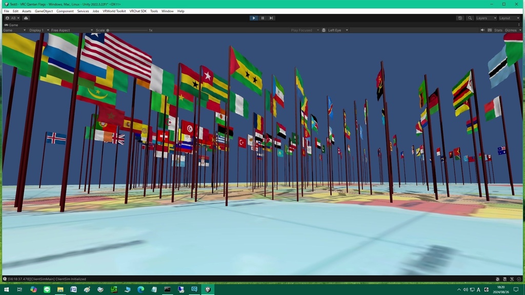 風にはためく195ヶ国の国旗 3Dモデル