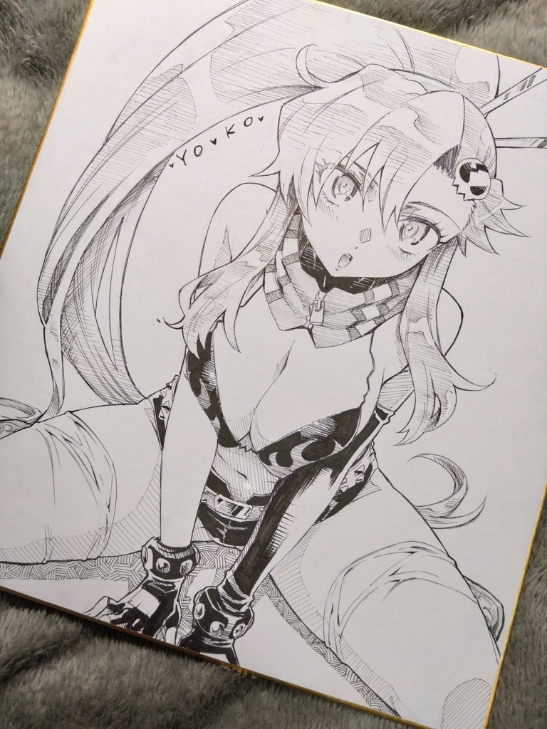 キャラリクエスト色紙(モノクロ1c/ペン画)【一般枠】