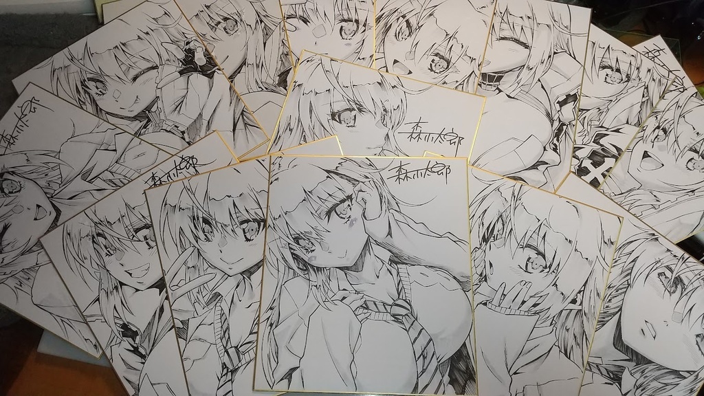 キャラリクエスト色紙(モノクロ1c/ペン画)【一般枠】