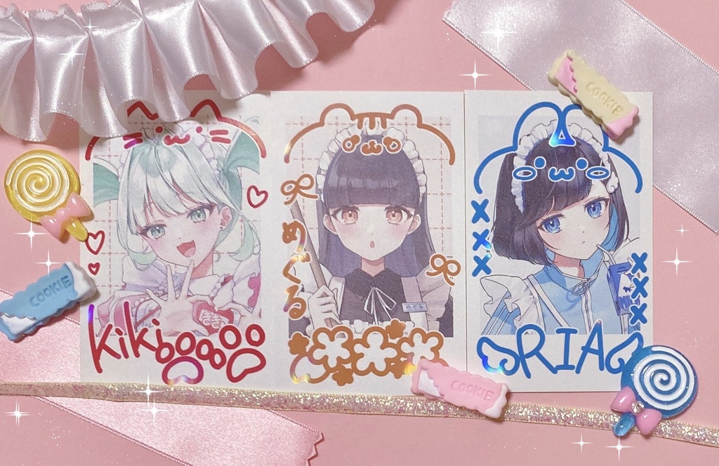 メイドちゃんチェキ風カード3枚セット
