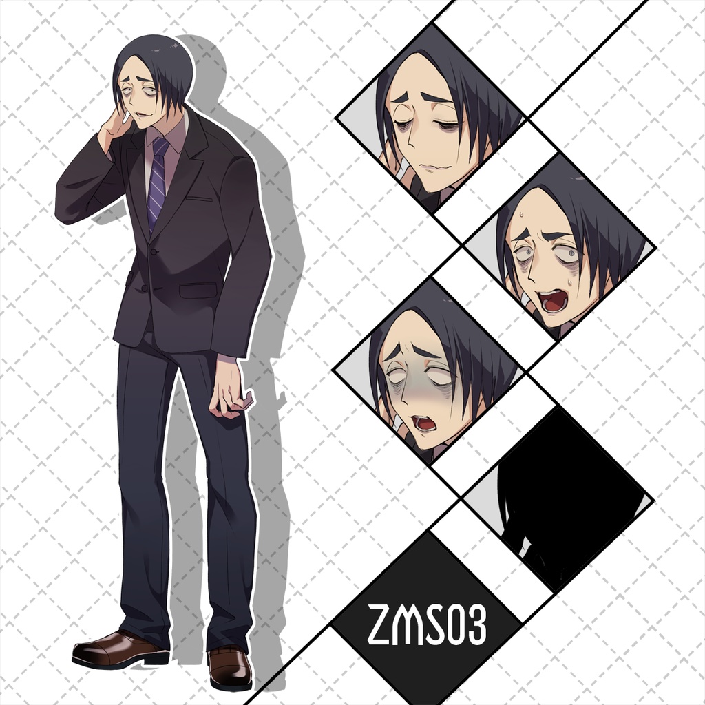 【TRPG立ち絵素材】NPC/絶対に巻き込まれて死ぬモブ/警官/サラリーマン/下男【ZMS01-04】