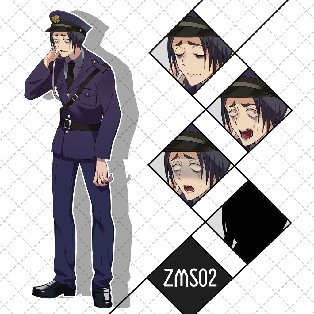 【TRPG立ち絵素材】NPC/絶対に巻き込まれて死ぬモブ/警官/サラリーマン/下男【ZMS01-04】