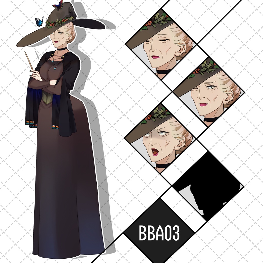 【TRPG立ち絵素材】NPC/老人/老女/ババア/メイド長/大女優/魔女/女社長【Ver02BBA01-04】