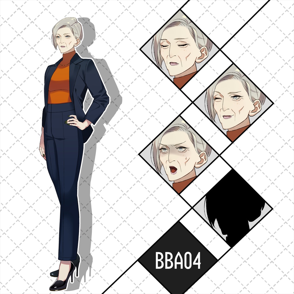 【TRPG立ち絵素材】NPC/老人/老女/ババア/メイド長/大女優/魔女/女社長【Ver02BBA01-04】