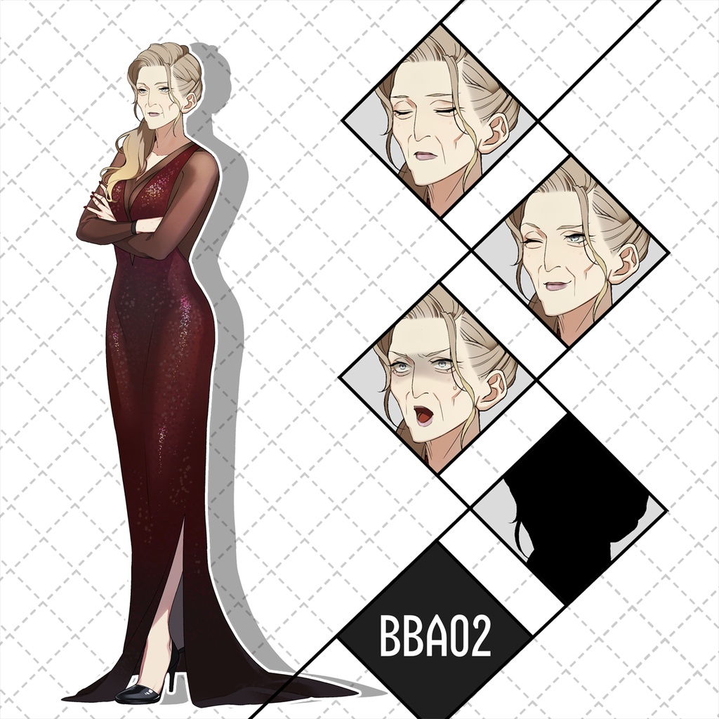 【TRPG立ち絵素材】NPC/老人/老女/ババア/メイド長/大女優/魔女/女社長【Ver02BBA01-04】