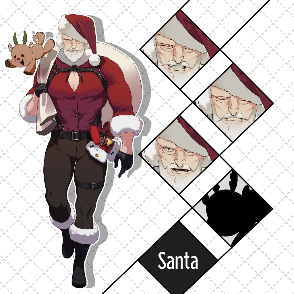 【TRPG立ち絵素材】NPC/老人/爺/ジジイ/サンタクロース【Ver03JJISanta】