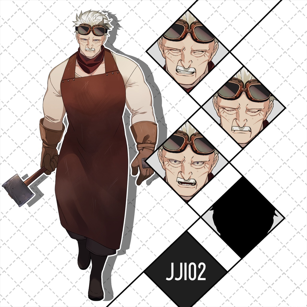 【TRPG立ち絵素材】NPC/老人/爺/ジジイ/作務衣/武器鍛冶/俳優/マフィア【Ver03JJI01-04】