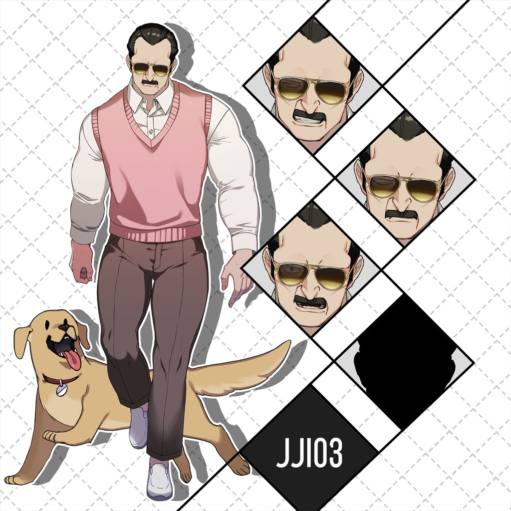 【TRPG立ち絵素材】NPC/老人/爺/ジジイ/作務衣/武器鍛冶/俳優/マフィア【Ver03JJI01-04】