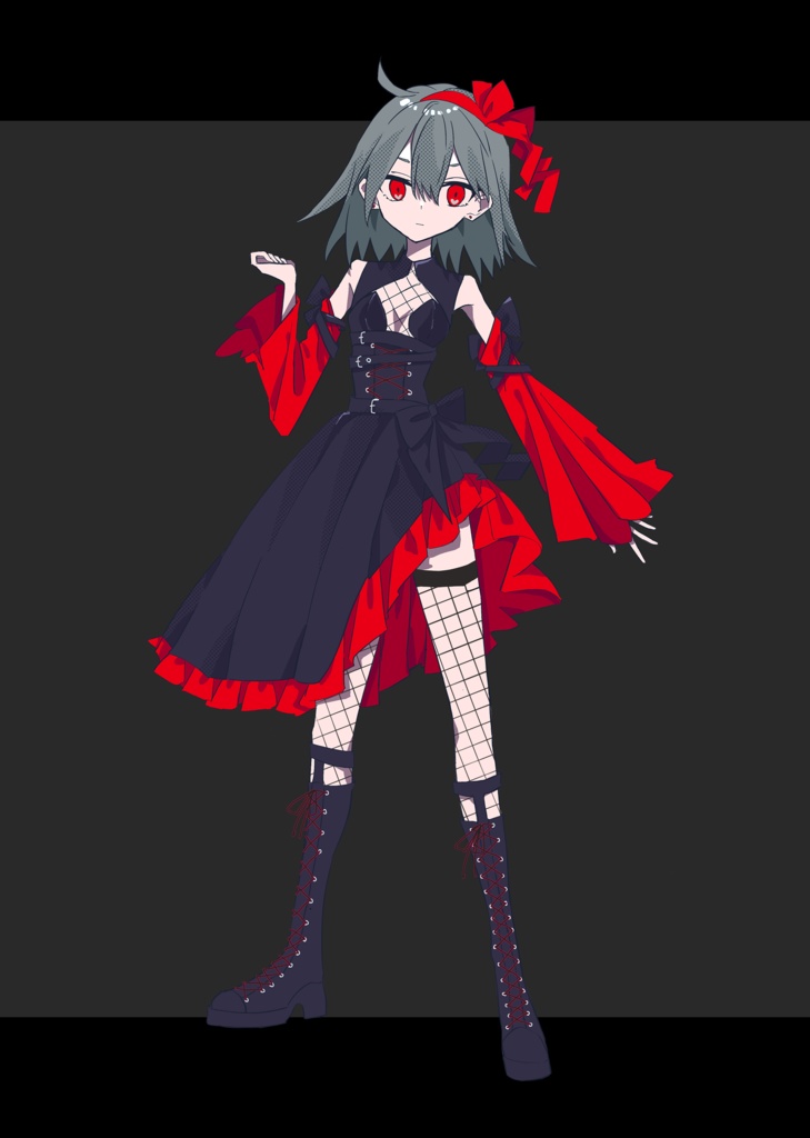 灰髪赤眼ゴスロリ少女 立ち絵素材