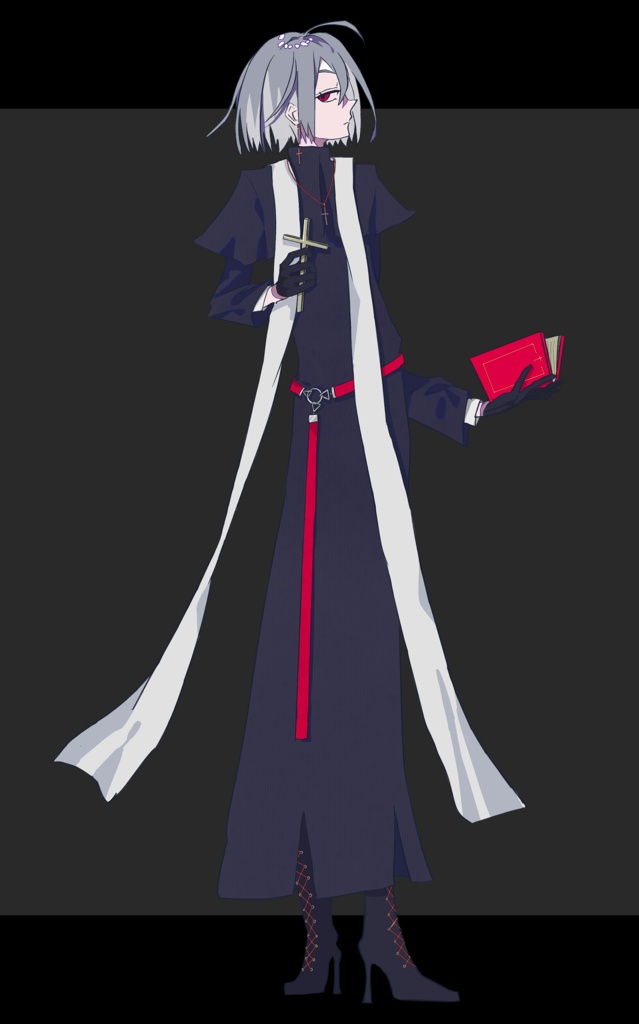灰髪赤眼神父 立ち絵素材
