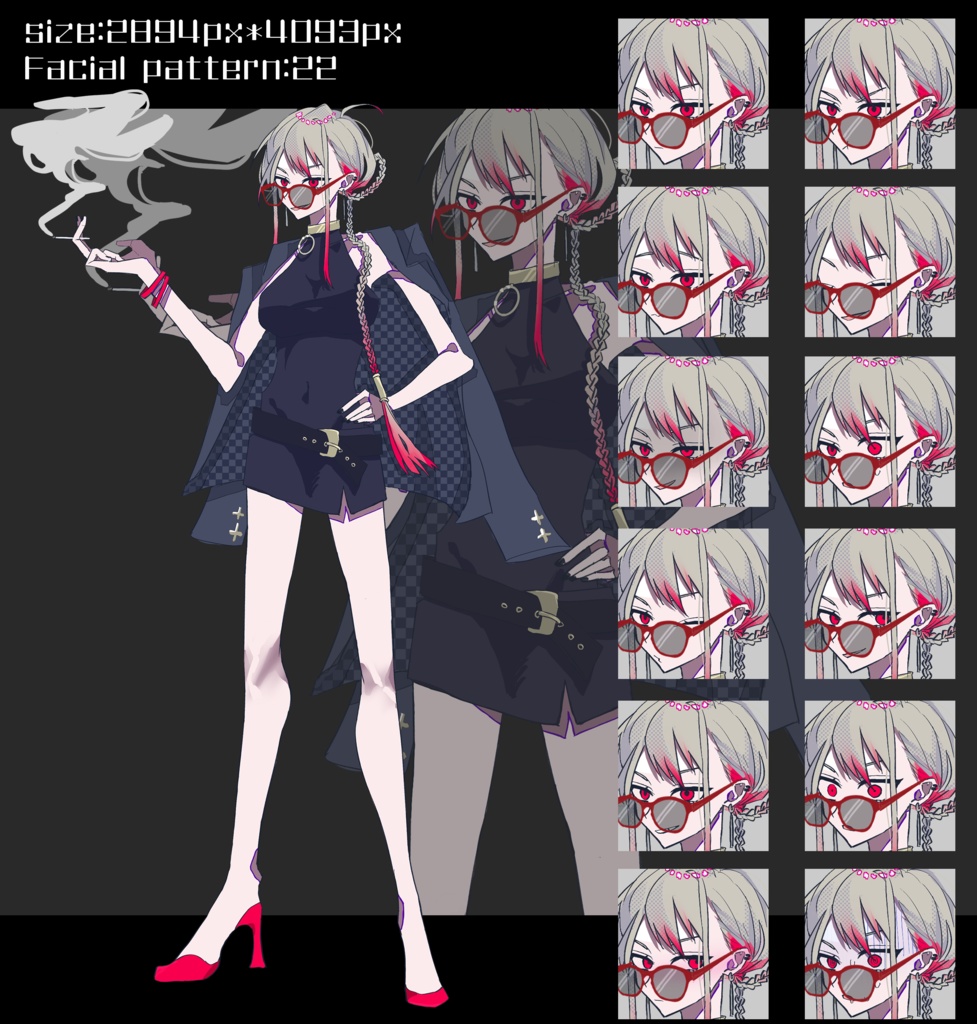 金髪赤眼おねーさん【サングラス付】 立ち絵素材