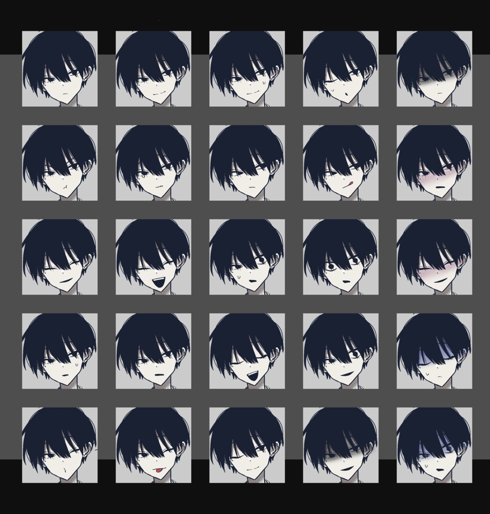 黒髪黒目泣きほくろ男子学生 立ち絵素材