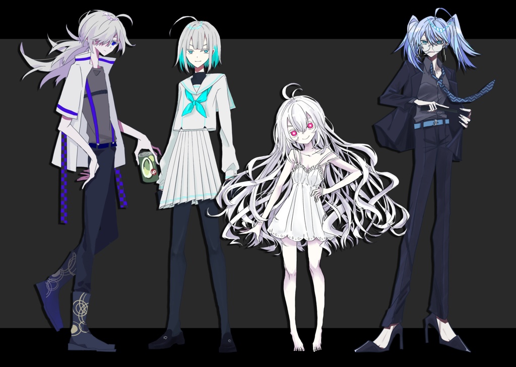 【期間限定1週間セール中!】白髪立ち絵セット【4体パック】