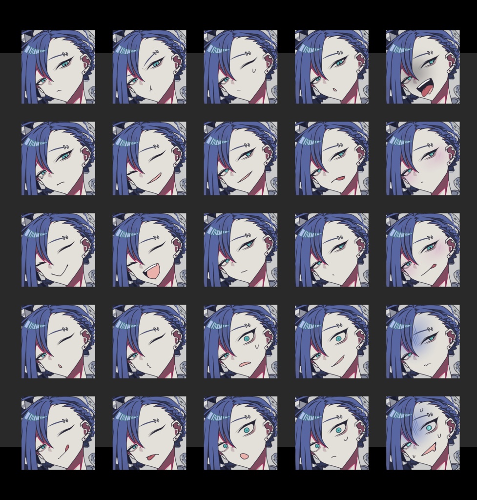 青髪水色眼三つ編み囚人 立ち絵素材