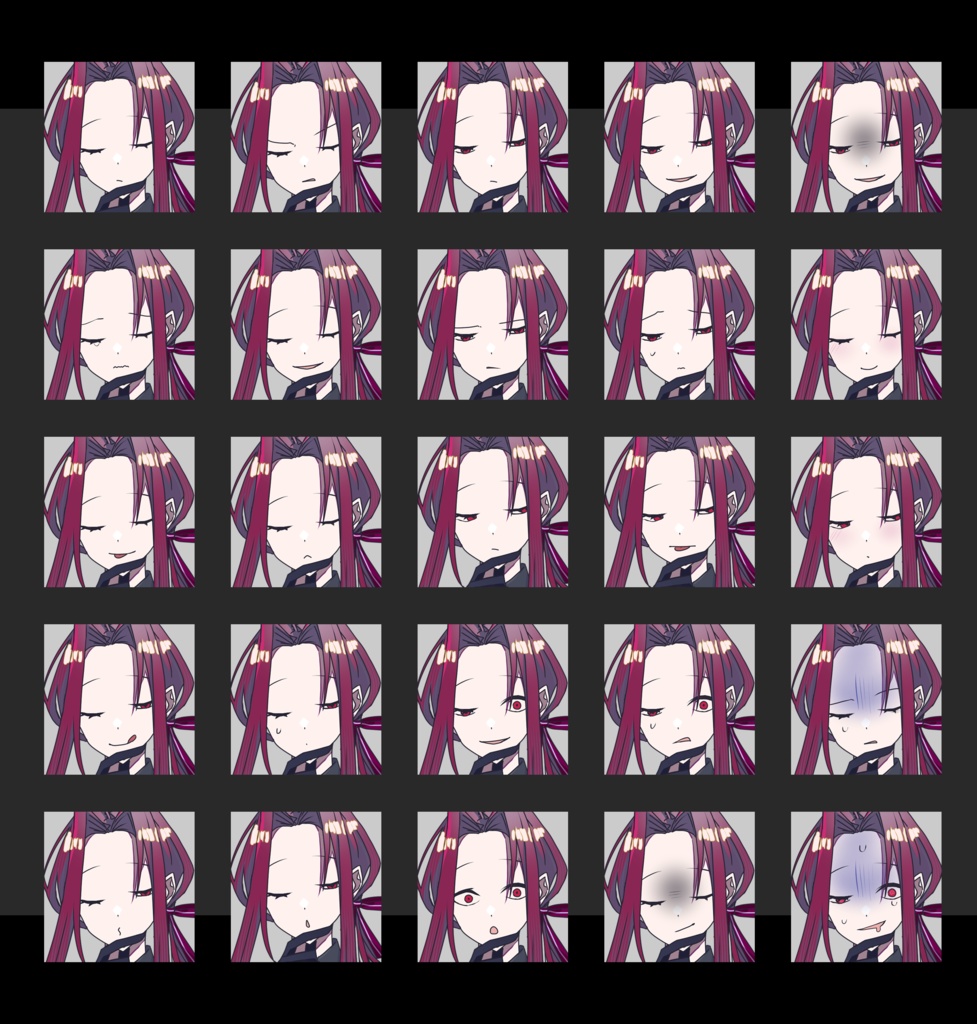 目閉じ赤髪赤眼長髪スーツ男性 立ち絵素材