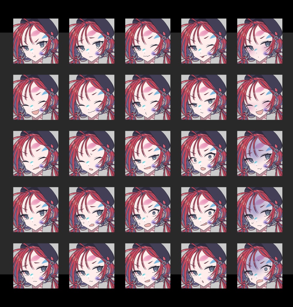 筆を持った赤髪青眼画家少女 立ち絵素材