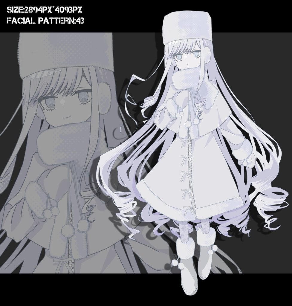 ロシア風ファッションの真っ白い少女  立ち絵素材