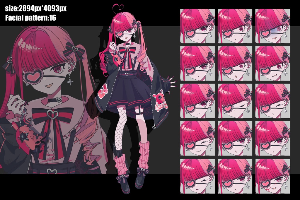 デコった糸鋸を持った地雷系女子 【糸鋸ナシ】【眼帯】立ち絵素材