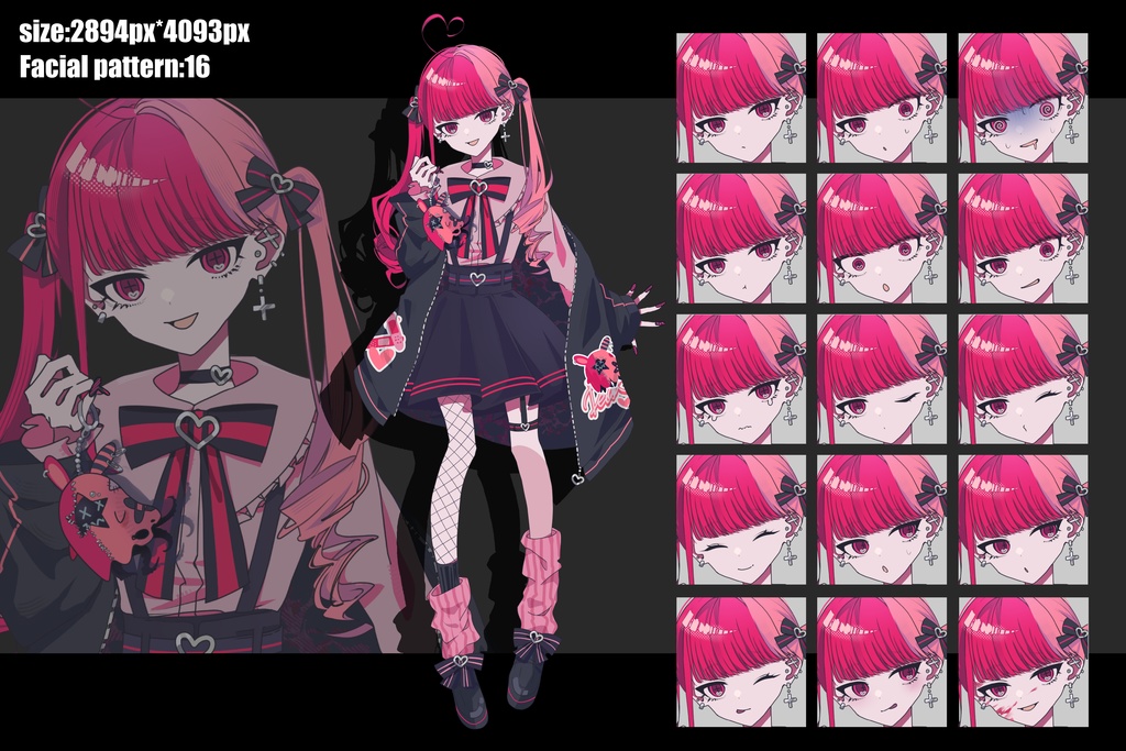 デコった糸鋸を持った地雷系女子 【糸鋸ナシ】【眼帯】立ち絵素材