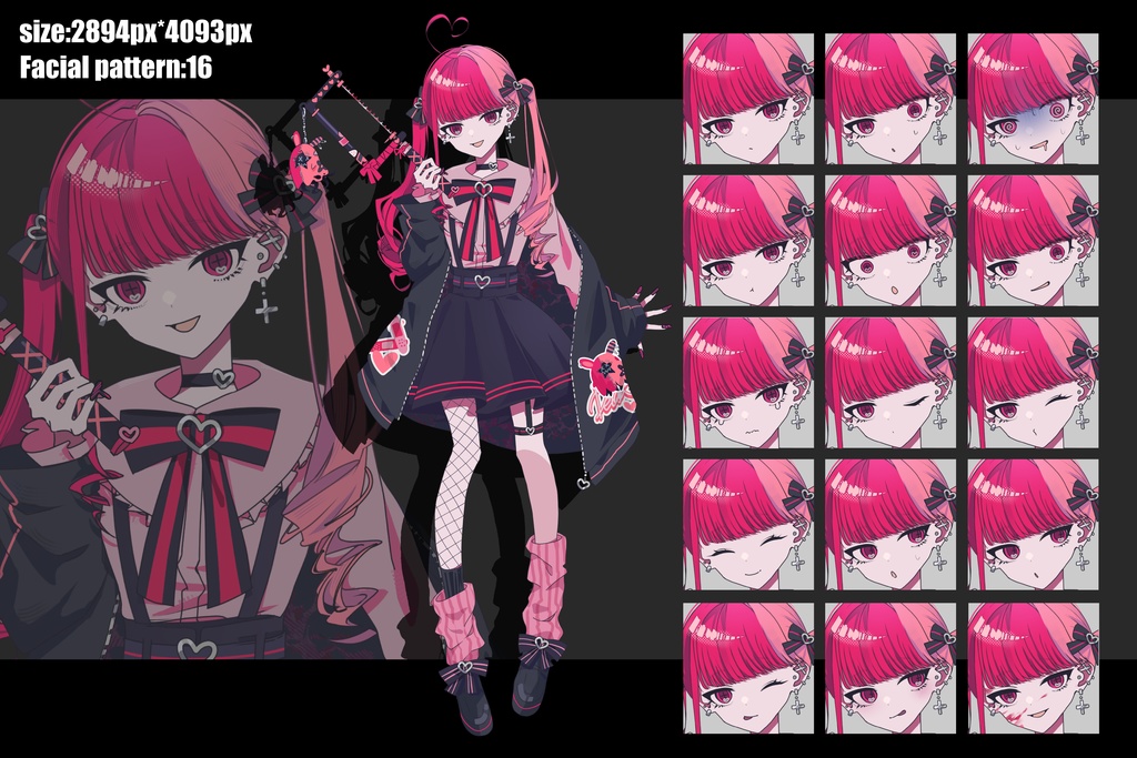 デコった糸鋸を持った地雷系女子 【糸鋸ナシ】【眼帯】立ち絵素材