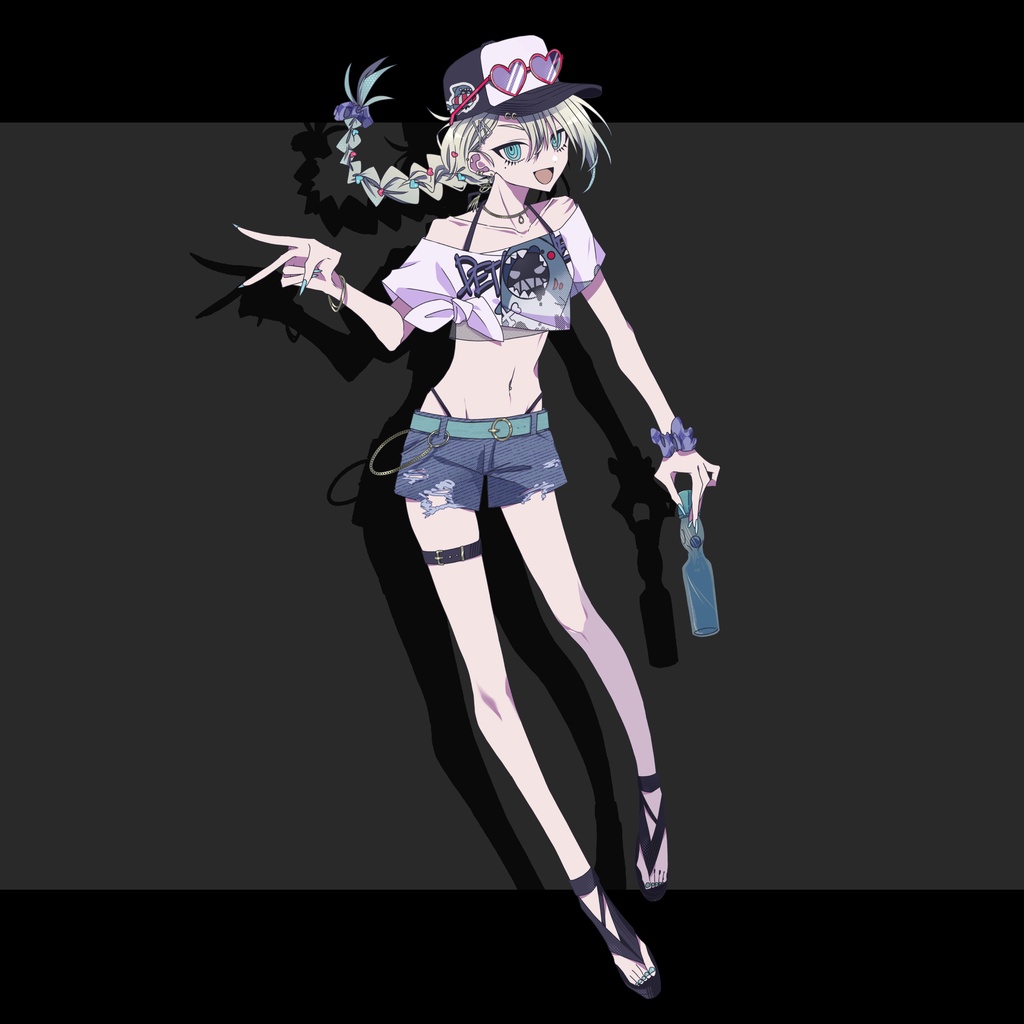 【立ち絵素材】帽子を被った金髪碧眼ギャル|表情17種|商用可