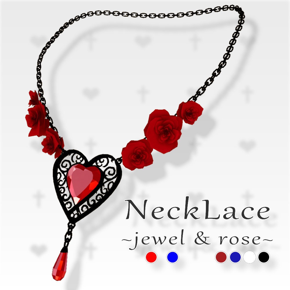 【VRC想定】薔薇と宝石のゴシックネックレス / Gothic Roses & Gem Necklace