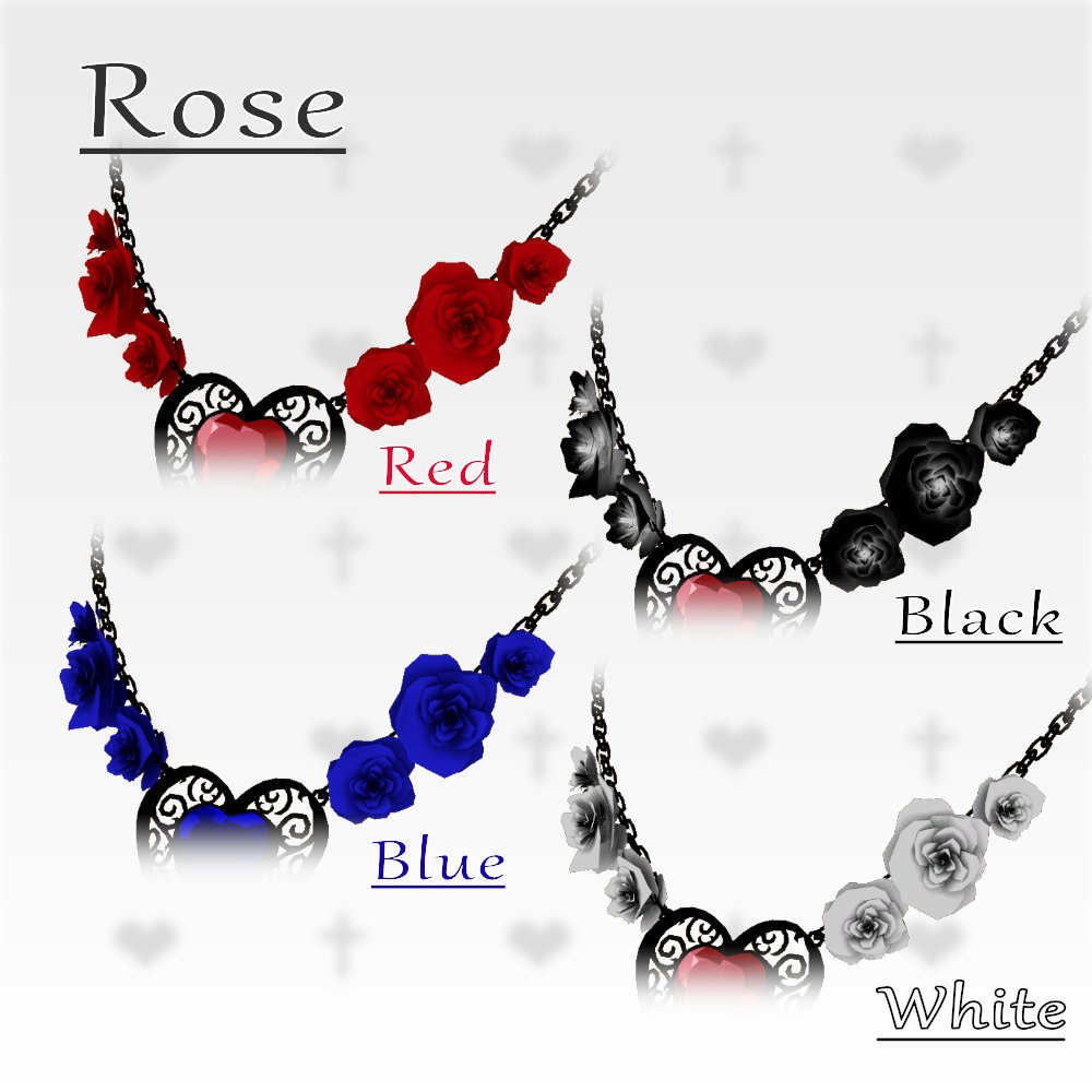 【VRC想定】薔薇と宝石のゴシックネックレス / Gothic Roses & Gem Necklace