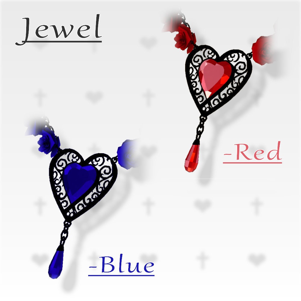 【VRC想定】薔薇と宝石のゴシックネックレス / Gothic Roses & Gem Necklace