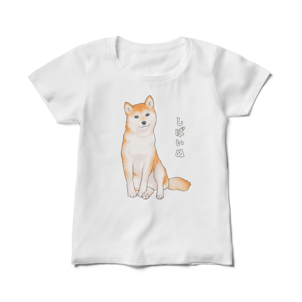 首をかしげて座る柴犬 レディースTシャツ / Shiba Inu Ladies' T-Shirt