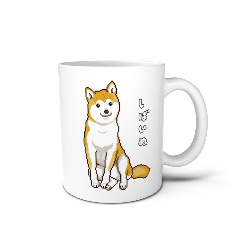 首をかしげて座る柴犬のドット絵 マグカップ
