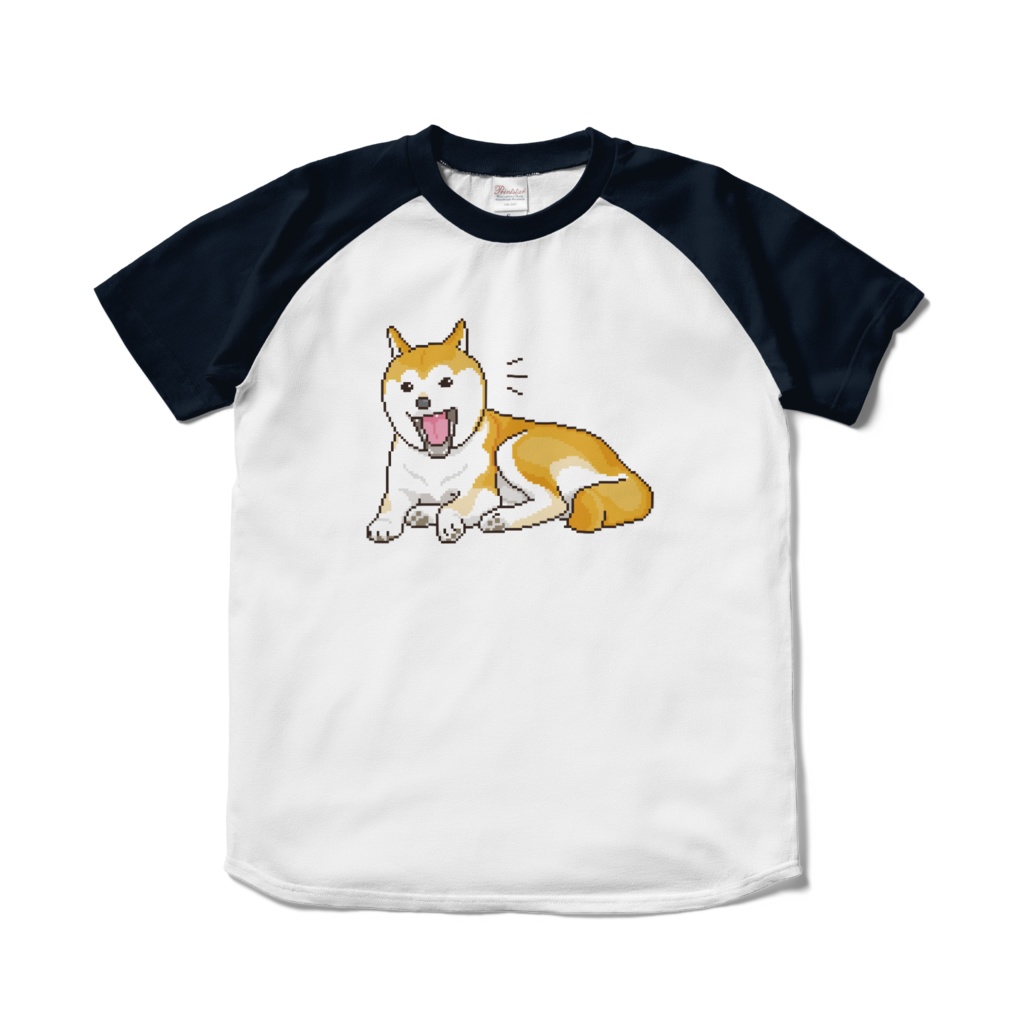 無邪気な柴犬のドット絵 ラグランTシャツ