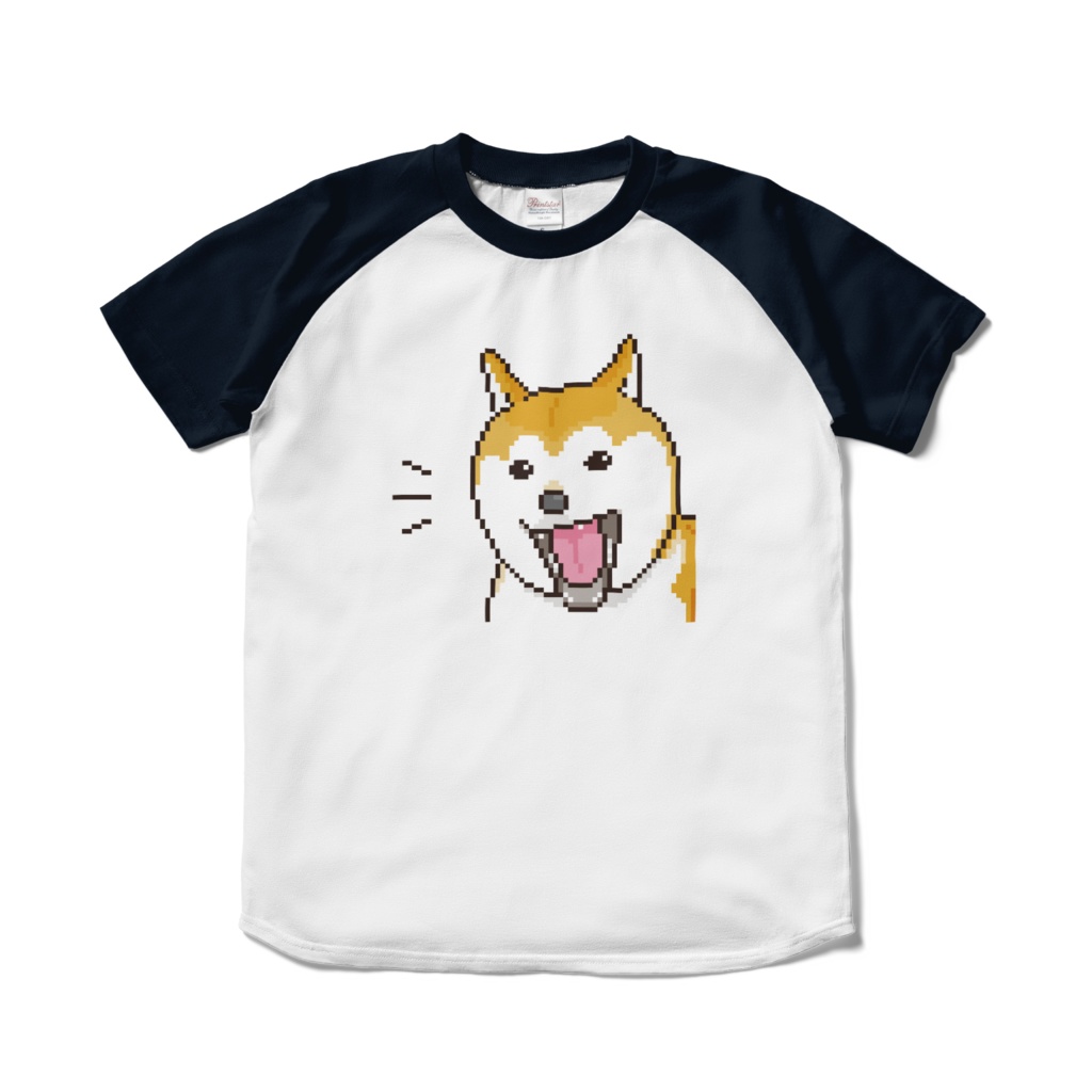 柴犬の無邪気な表情のドット絵 ラグランTシャツ