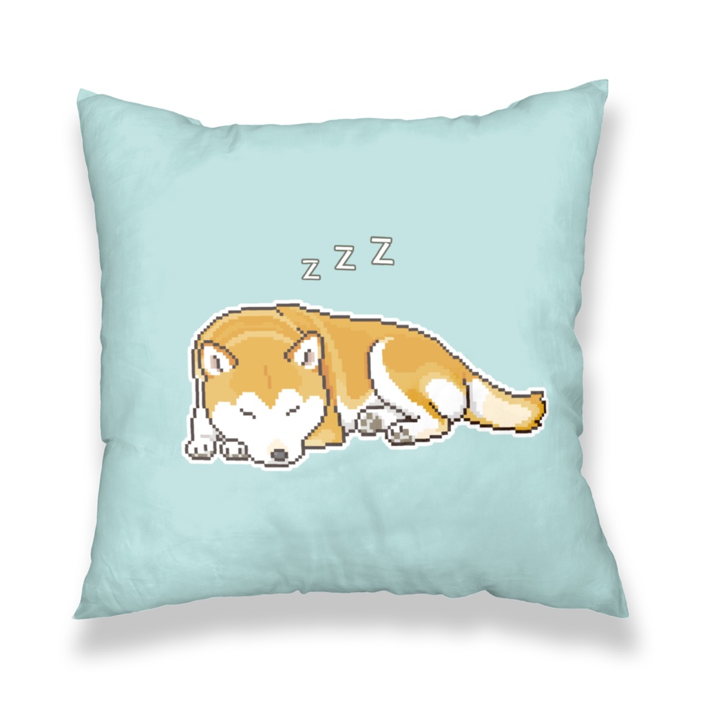 うとうとしている柴犬のドット絵 クッションカバー
