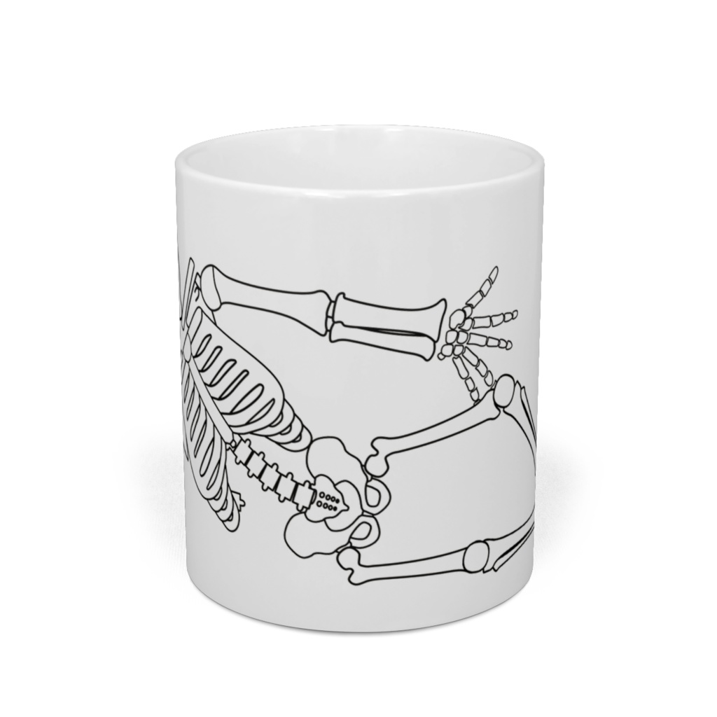 寝そべっているスケルトンマグカップ