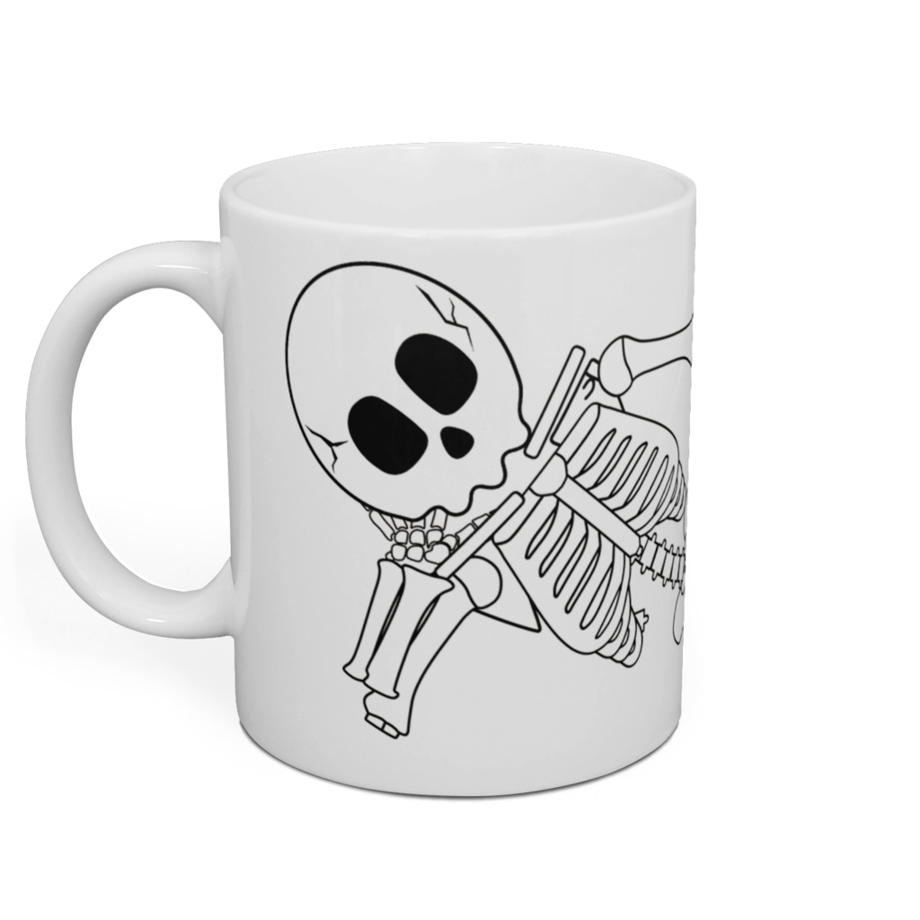 寝そべっているスケルトンマグカップ