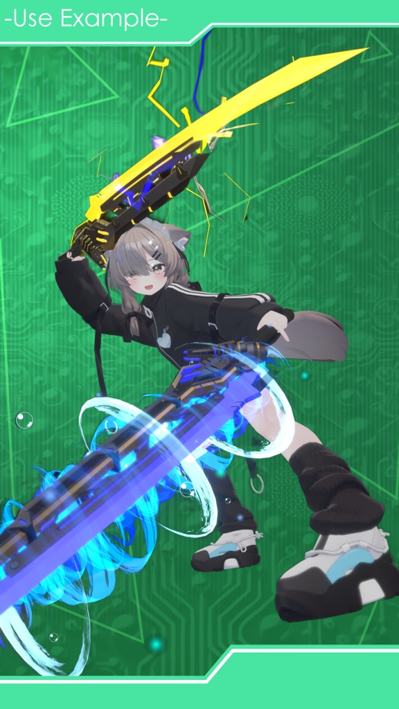 【オリジナル3Dモデル】TriElementalBlade【武装】