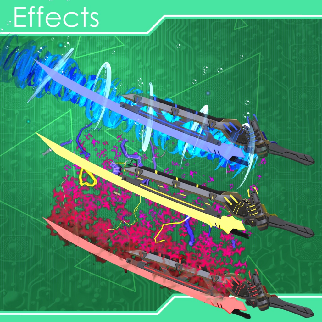 【オリジナル3Dモデル】TriElementalBlade【武装】