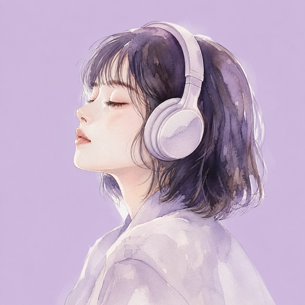 【SNSアイコン（おしゃれ人物シルエット）】ヘッドホン人物イラスト素材